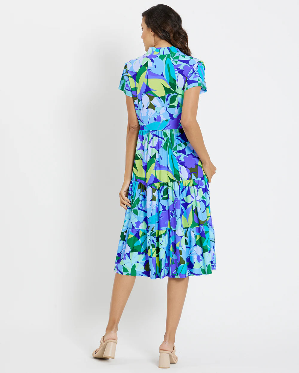 Libby Dress in Kaleidoscope Floral Iris - The French Shoppe