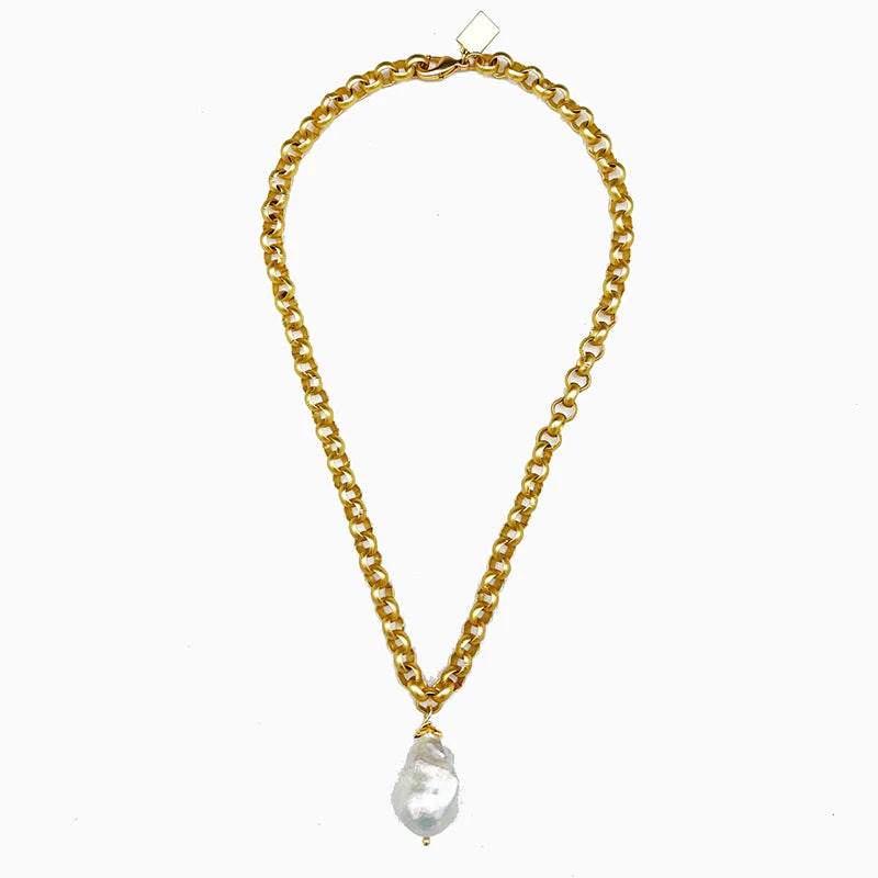 Simple Turkish Necklace in White & Gold
