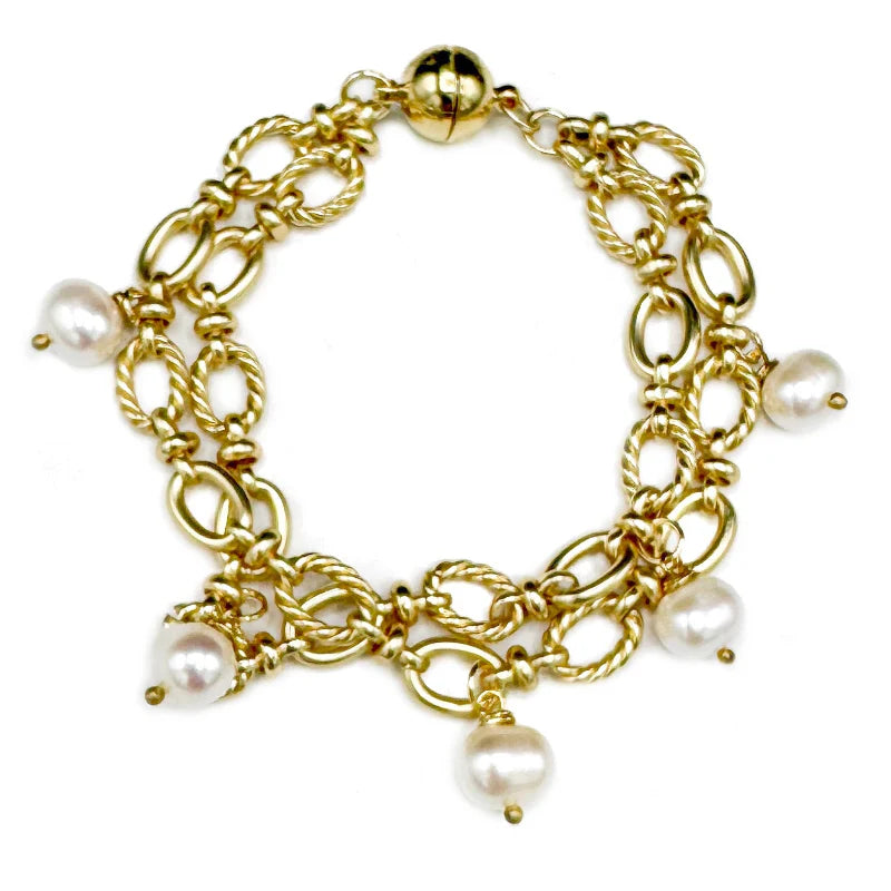 Double Strand Bracelet with Floating Pearls