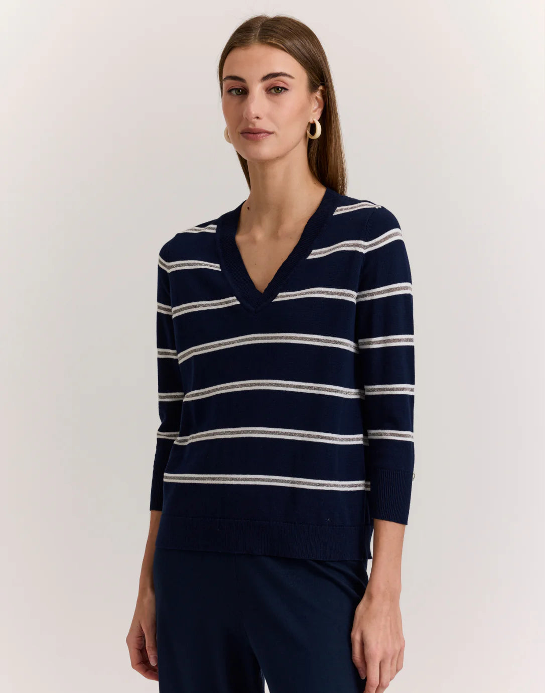 Stella 3/4 Sleeve Stripe Sweater