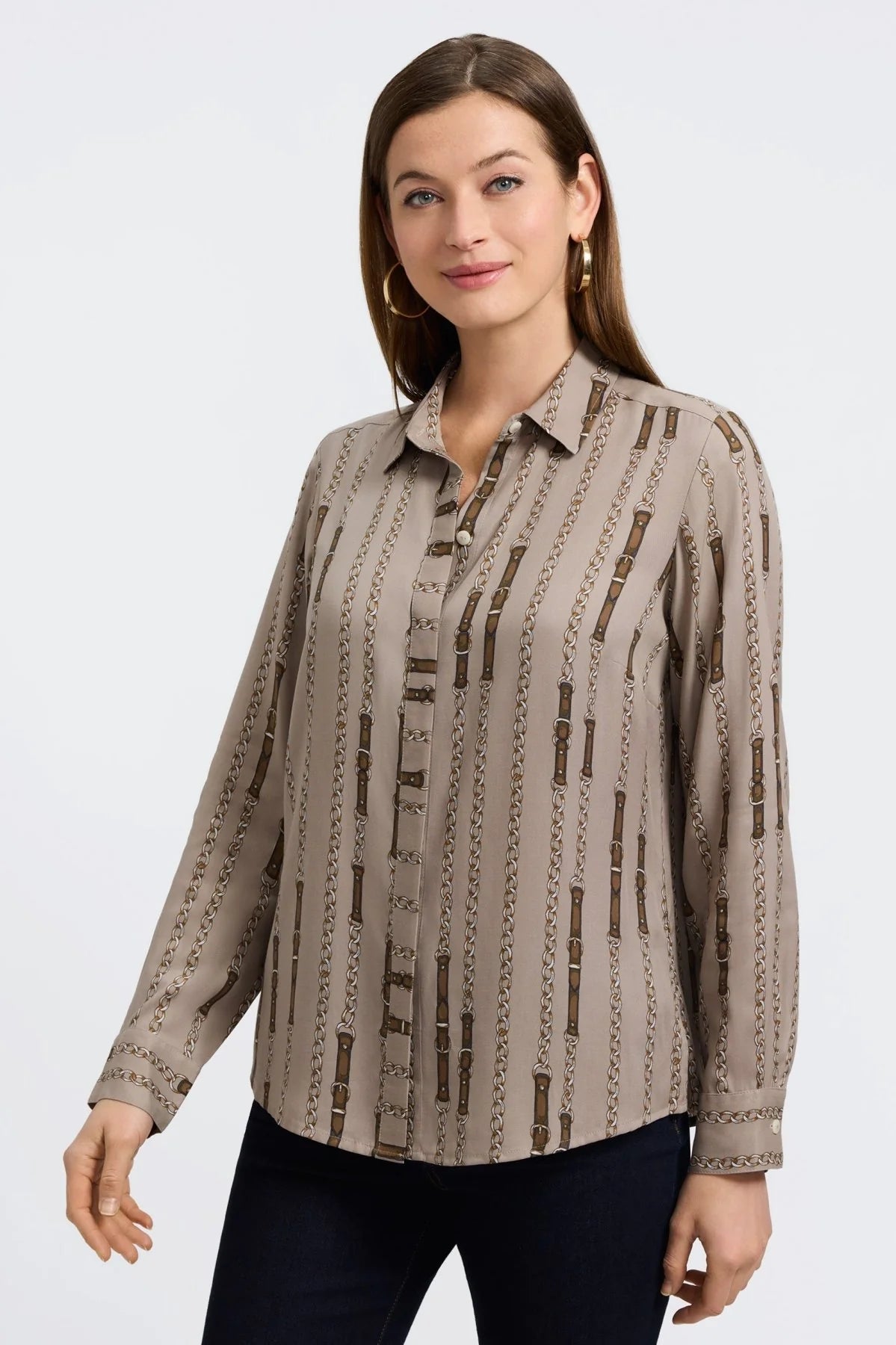 Luna Chain Stripe Long Sleeve Shirt | The French Shoppe