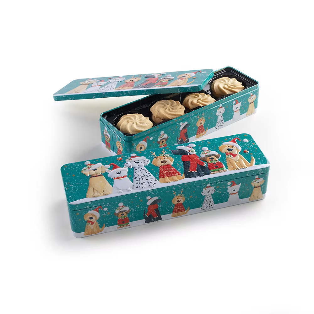 Christmas Dogs Cookie Tin