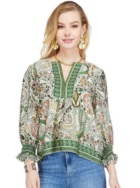 Placket Print Top.