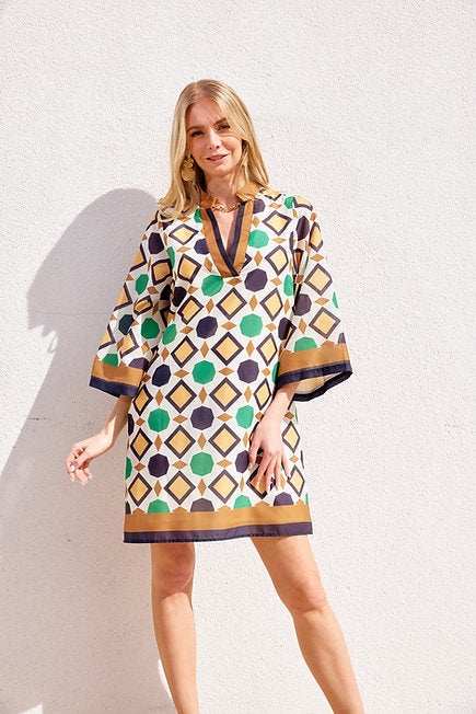 Geo Border Dress