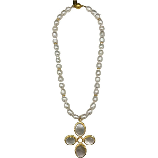 Pearls with Gold Bezel Mother of Pearl Pendant