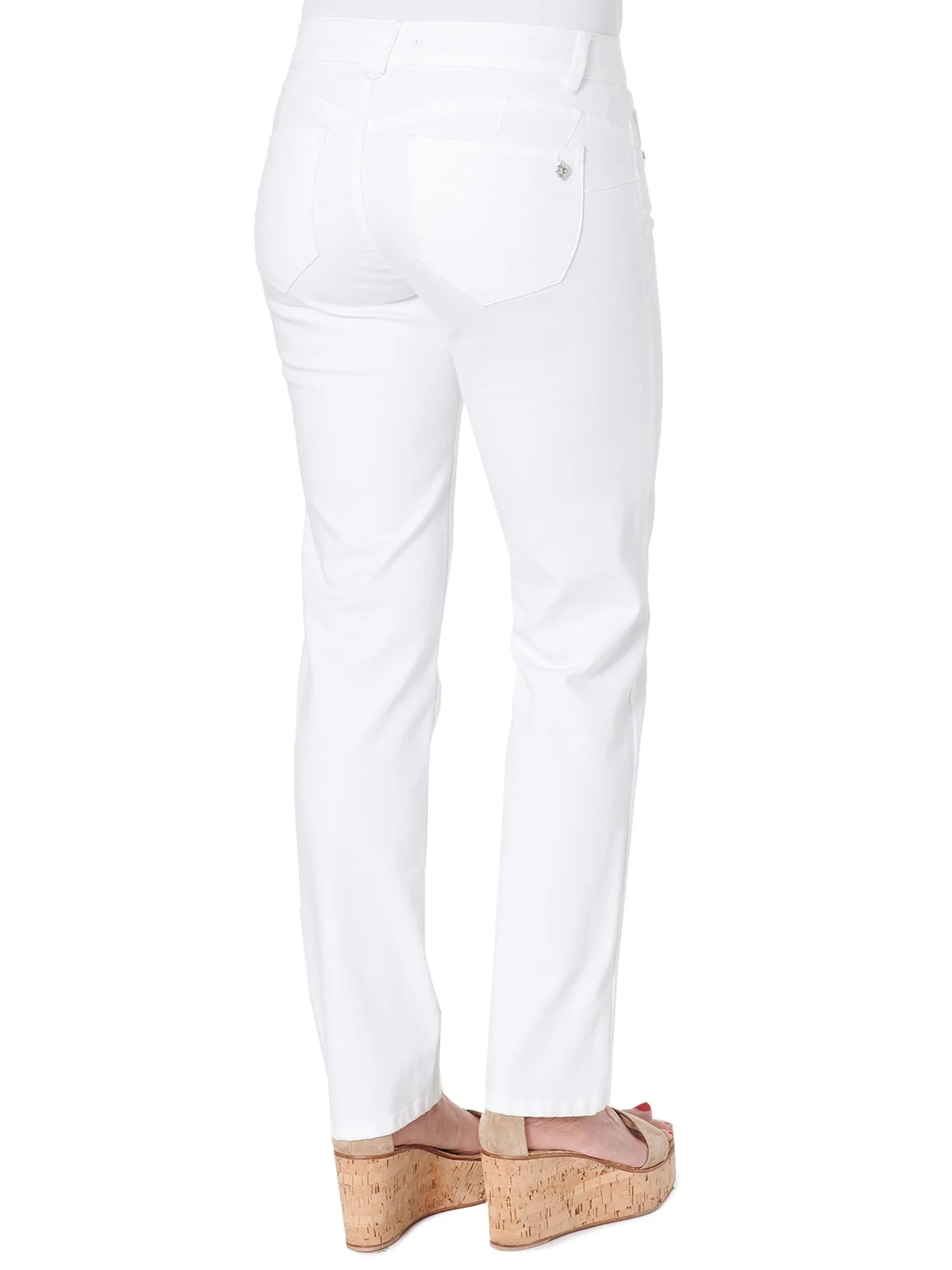 "Ab"solution® Straight Leg White Jeans - The French Shoppe