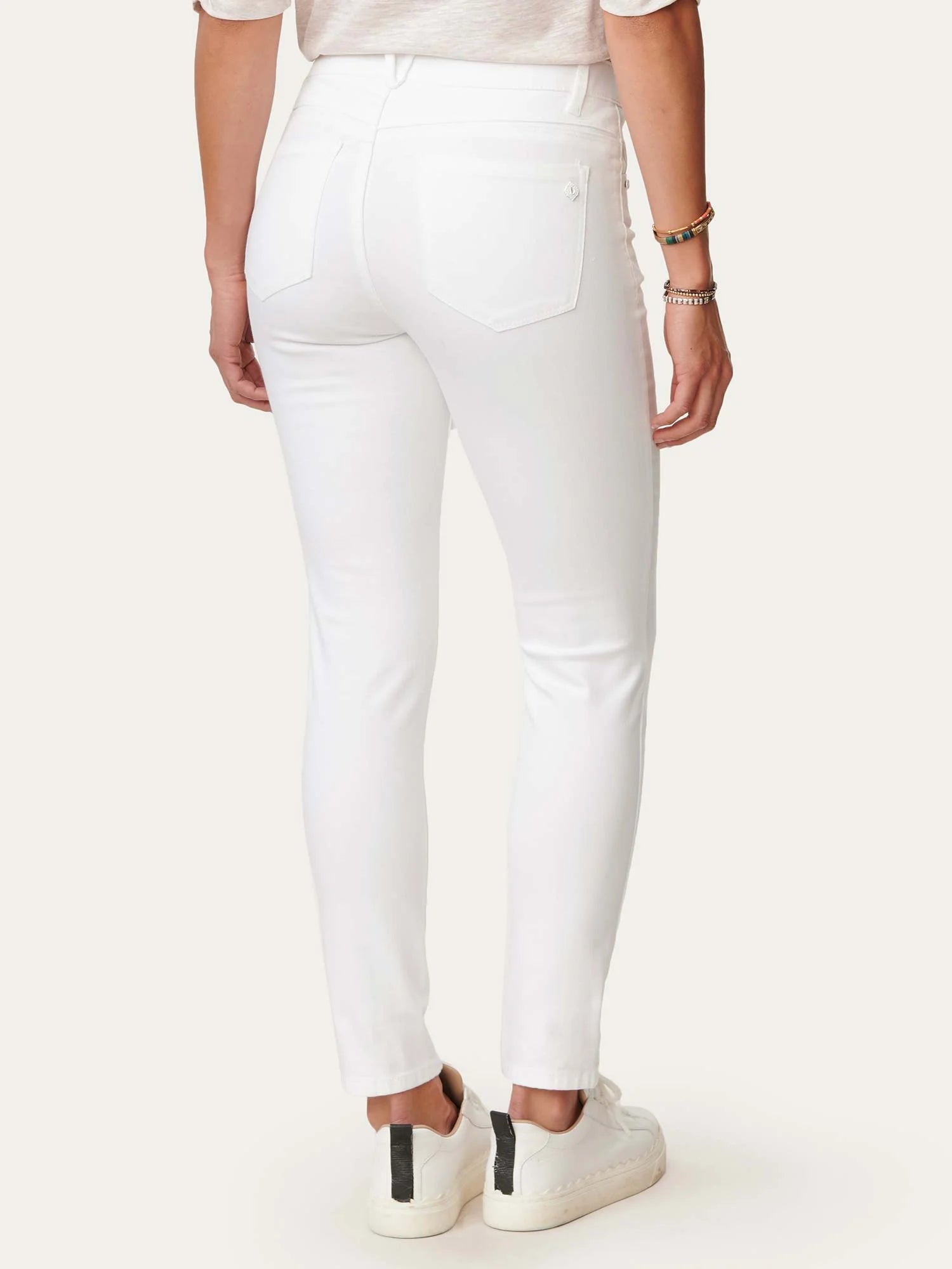 "Ab"solution® High Rise White Denim Ankle Length Jeans - The French Shoppe