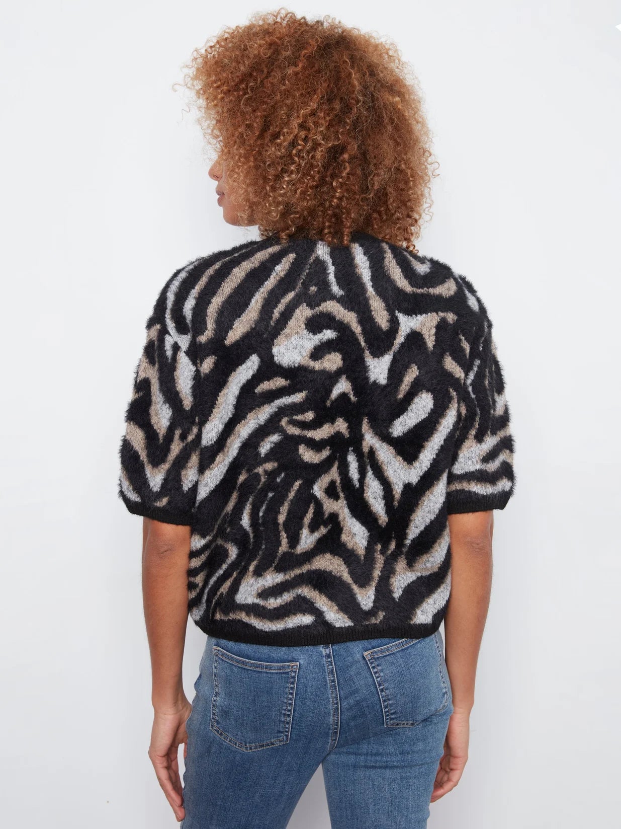 Balloon Sleeve Jacquard Sweater