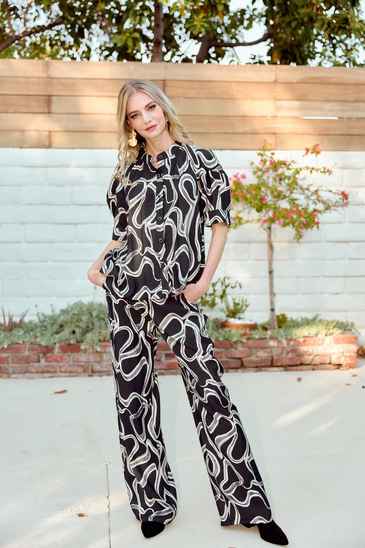 Lantern Sleeve Stripe Top