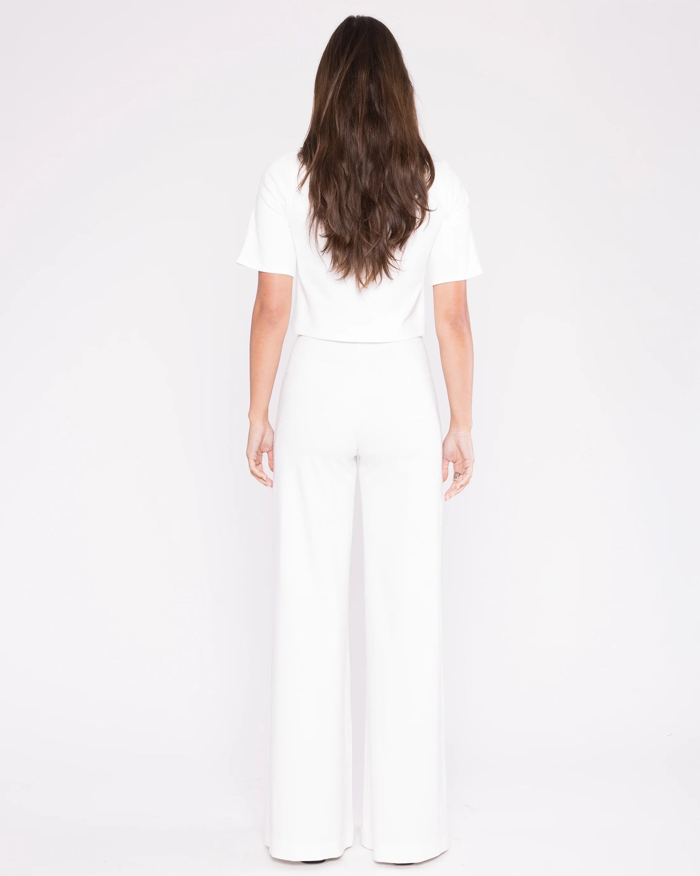 Ponte Knit Wide Leg Pant Cropped