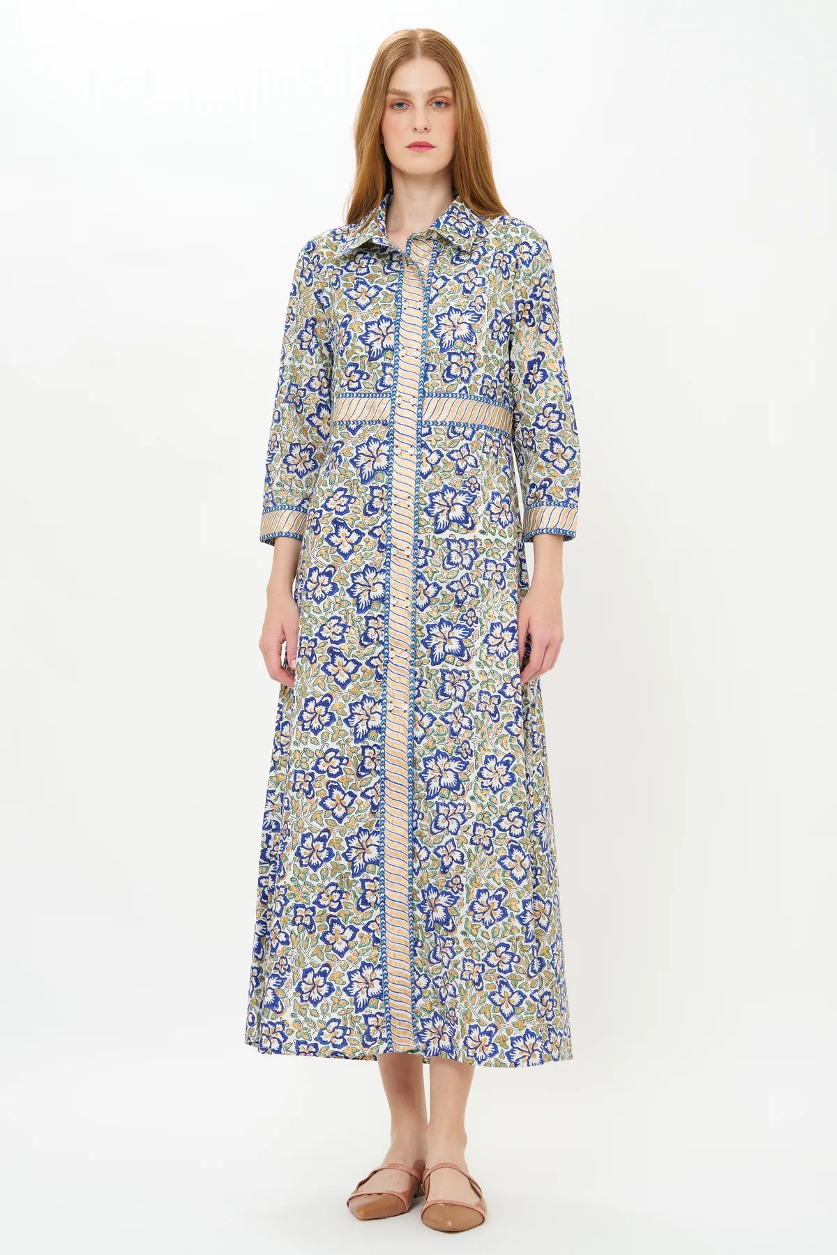 Shirt Dress Maxi in Ivy Cobalt