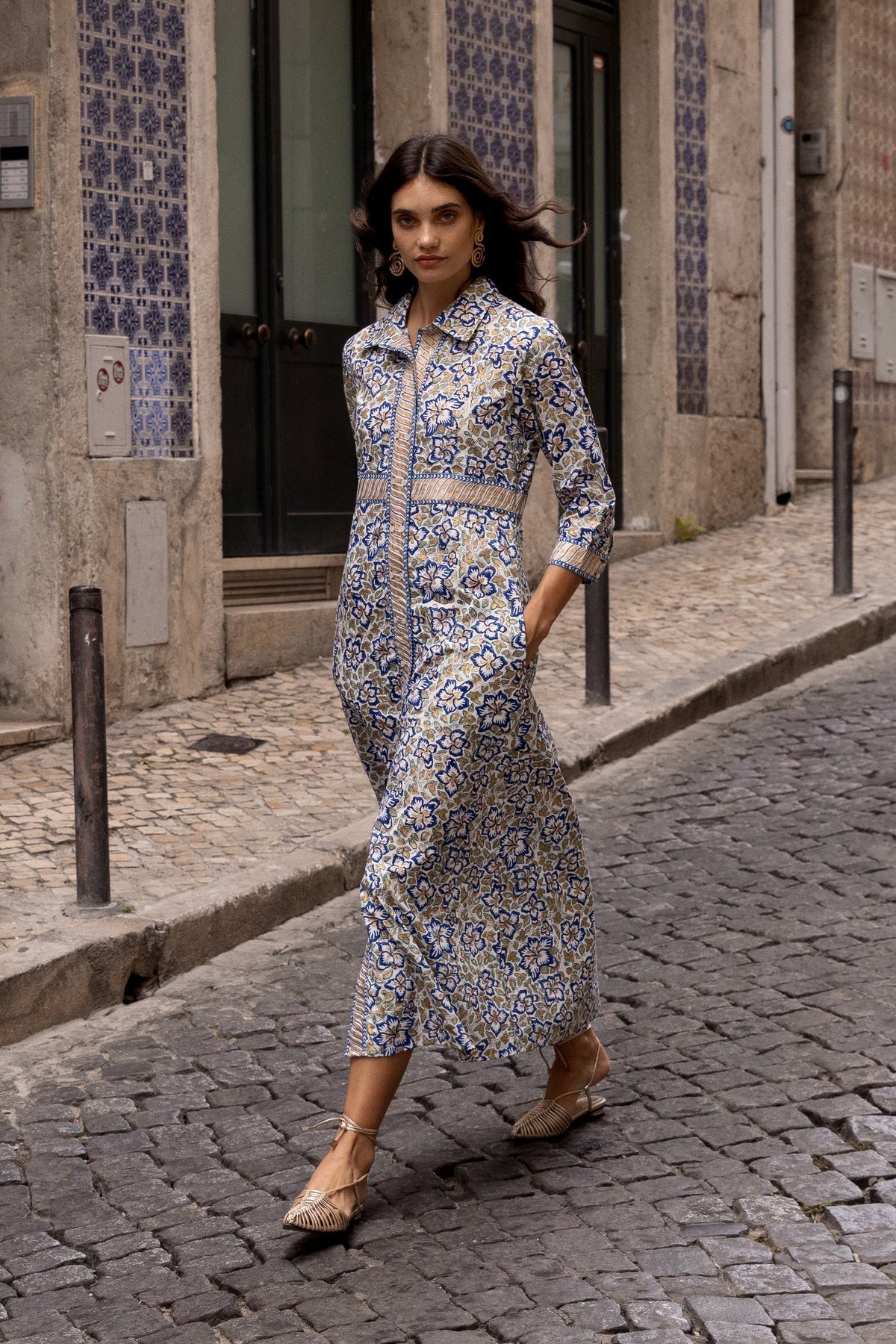Shirt Dress Maxi in Ivy Cobalt