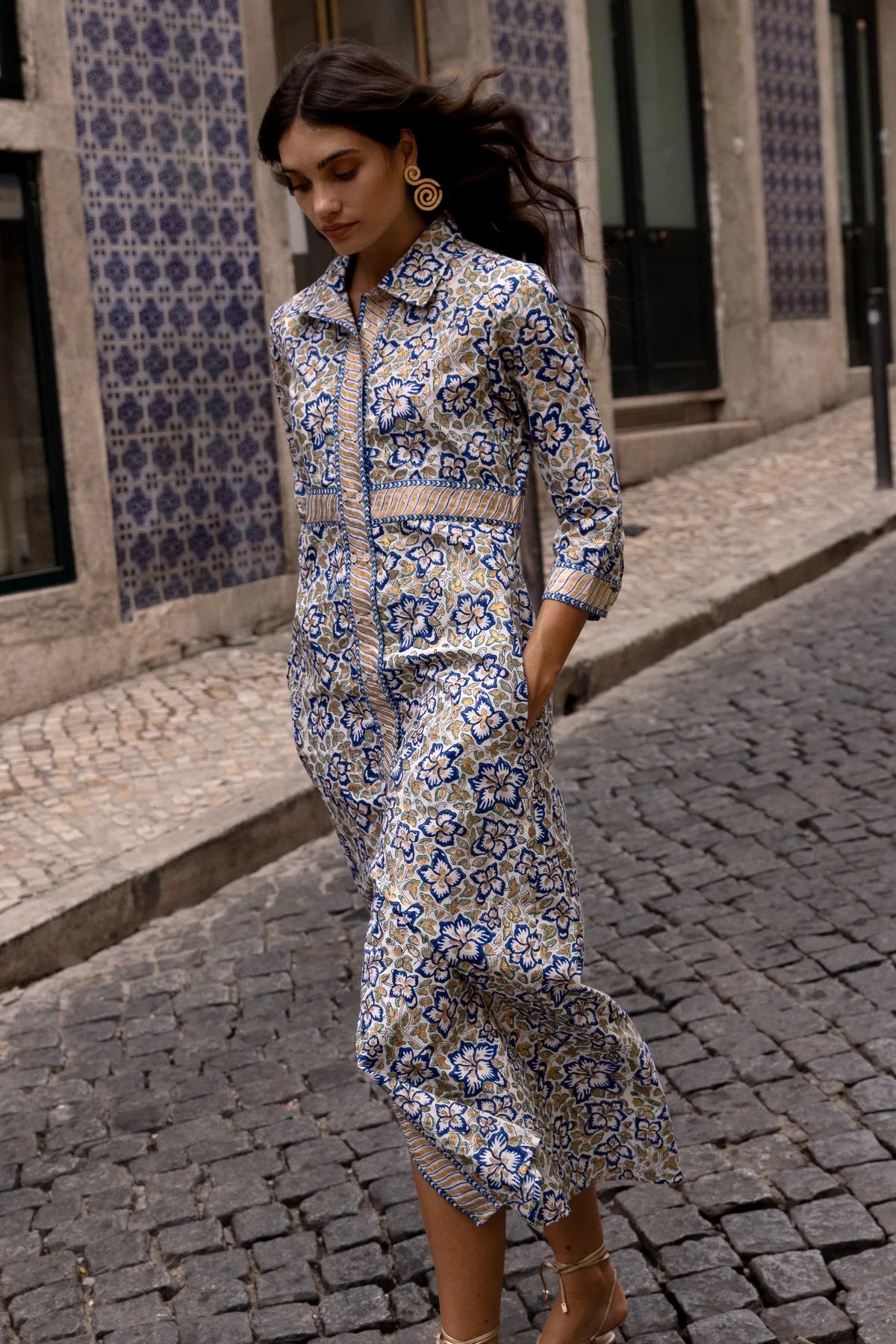 Shirt Dress Maxi in Ivy Cobalt