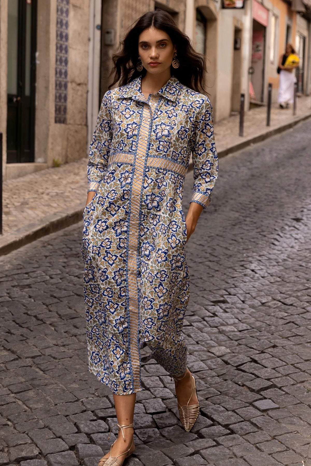 Shirt Dress Maxi in Ivy Cobalt