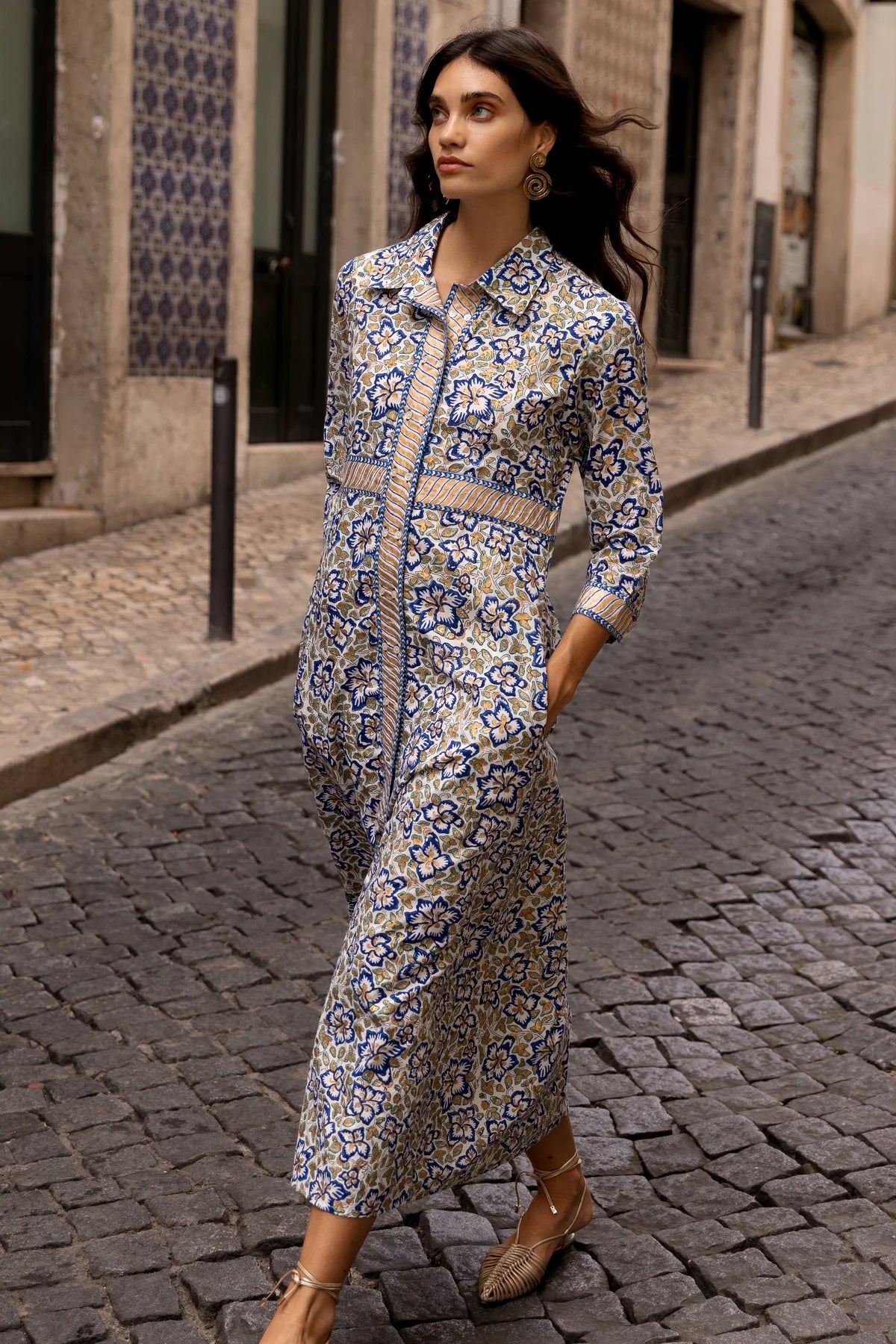 Shirt Dress Maxi in Ivy Cobalt