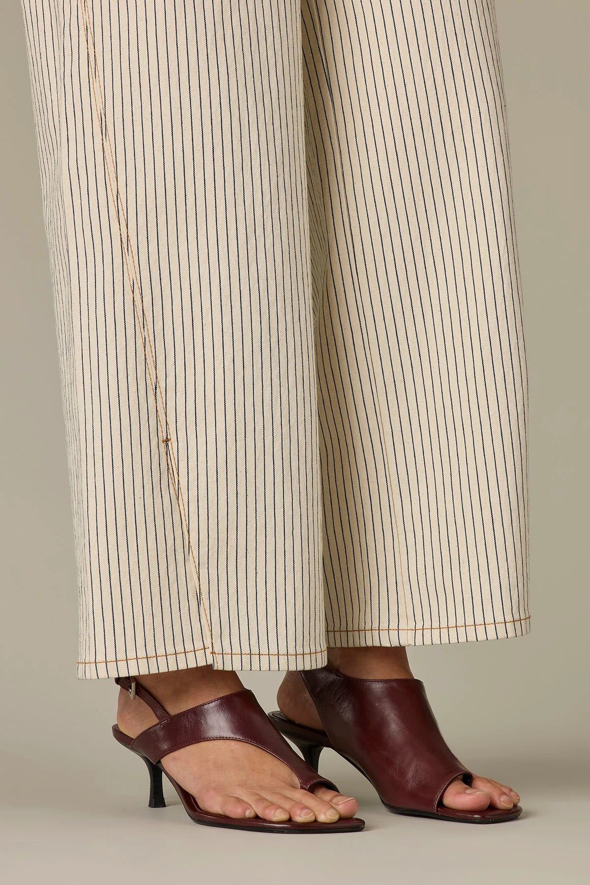 Sam High Rise Forward Seam Striped Wide Leg Jeans