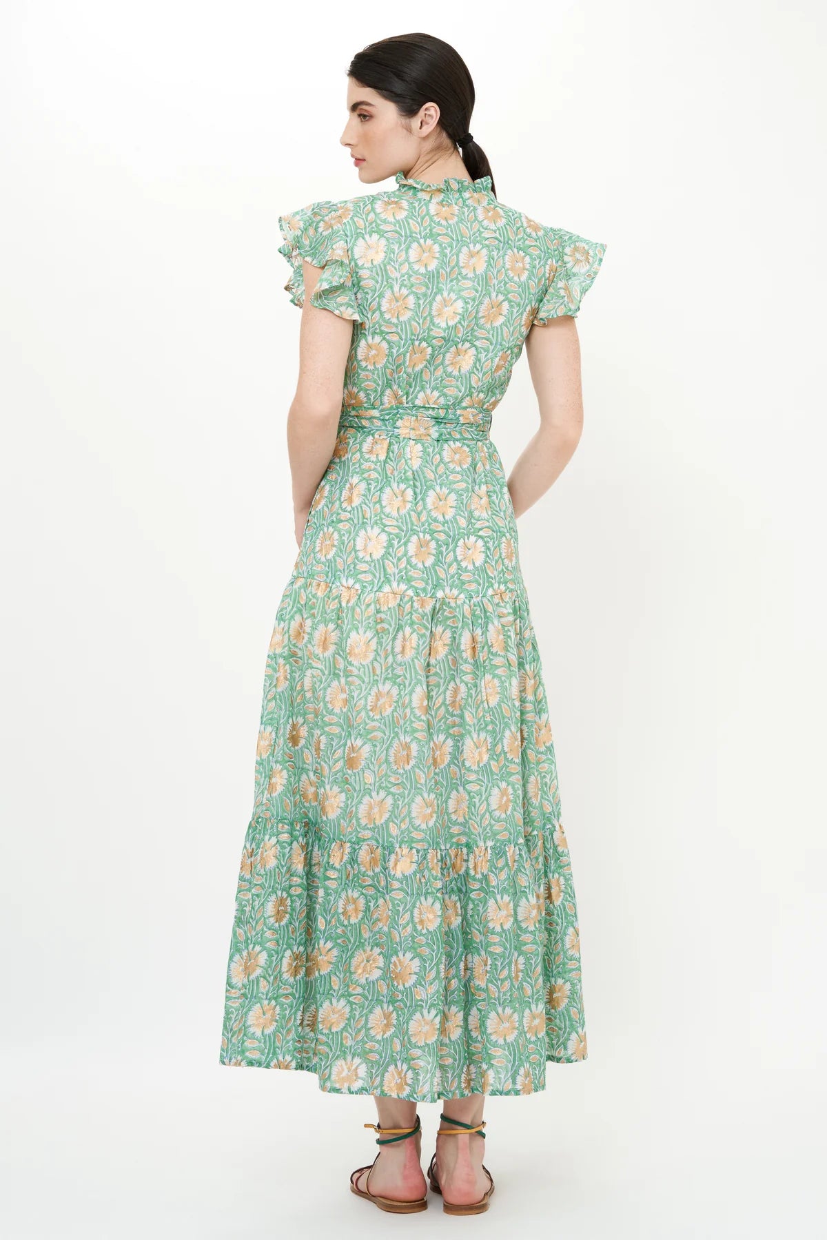 Ruffle Collar Button Maxi Dress