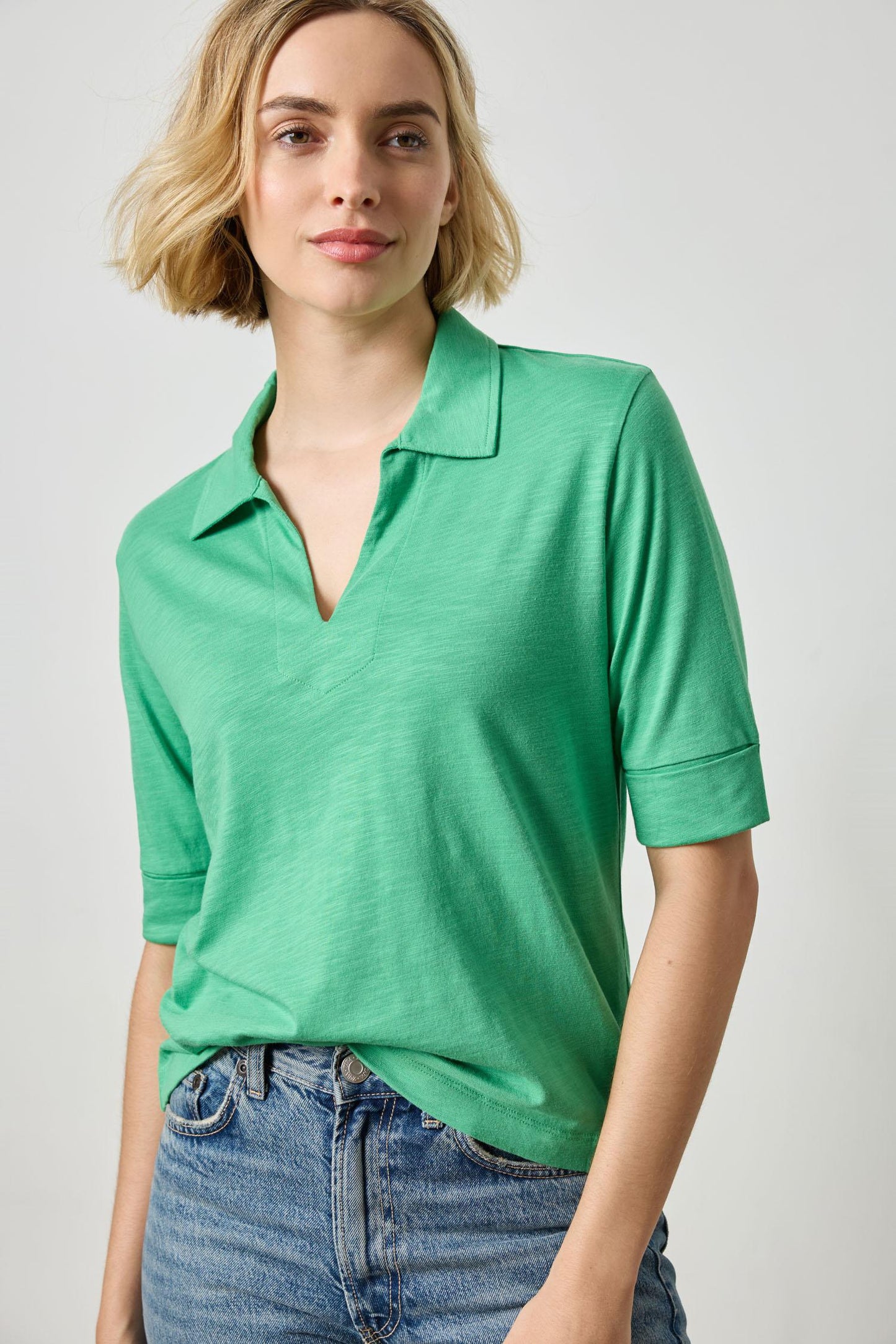 Elbow Sleeve Collared Tee