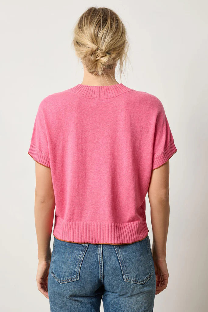 Short Sleeve V Neck Pullover Sweater