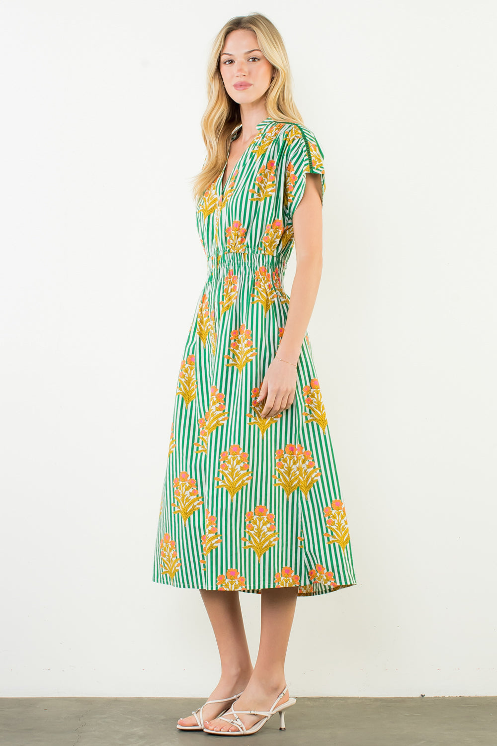 Green Striped Bloom Dress