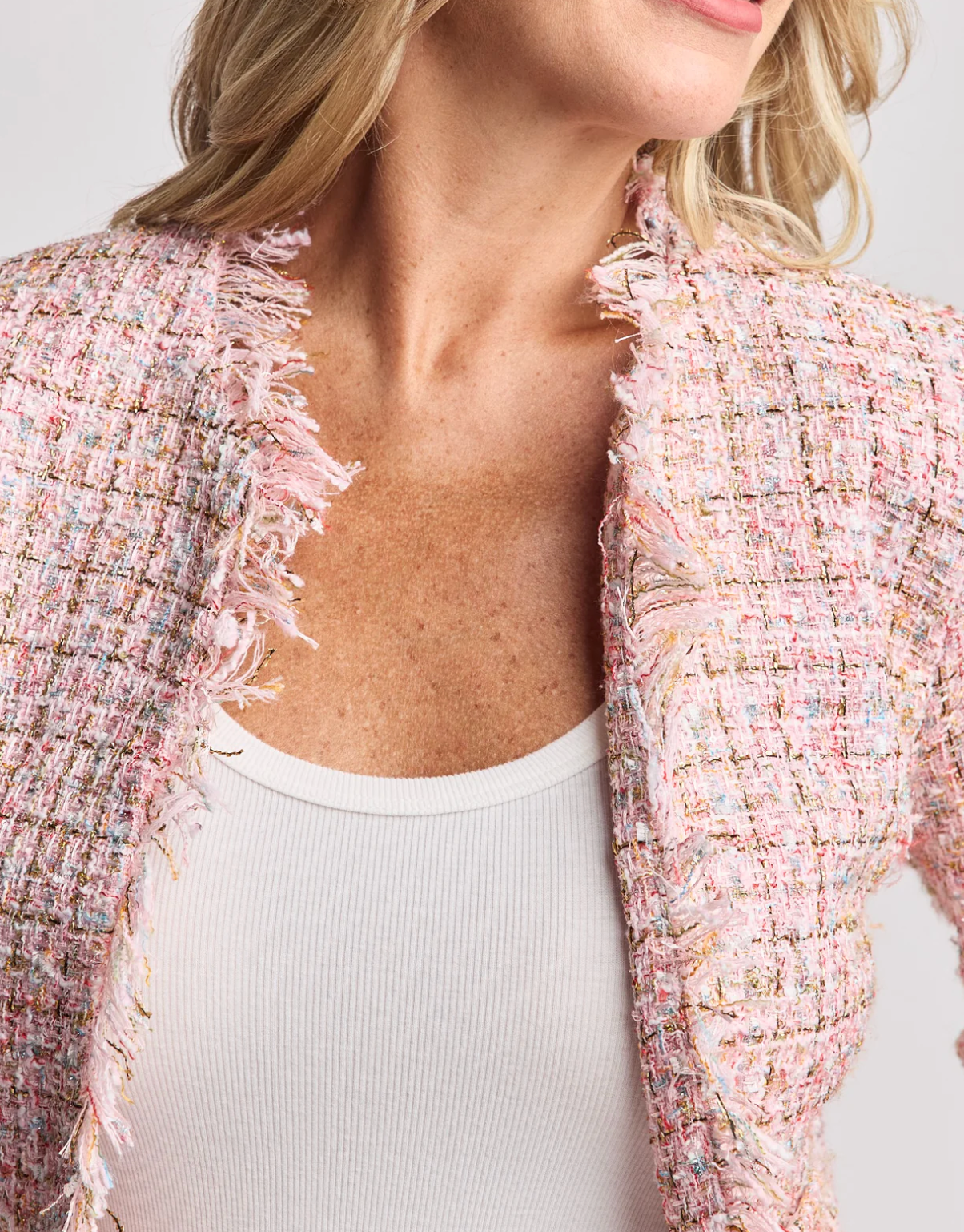 Monroe Jacket in Pink Tweed - The French Shoppe