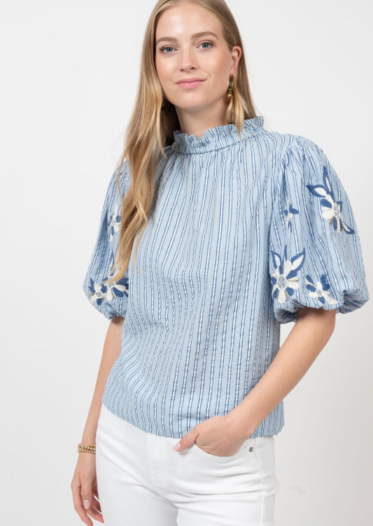 Seersucker Floral Top - The French Shoppe