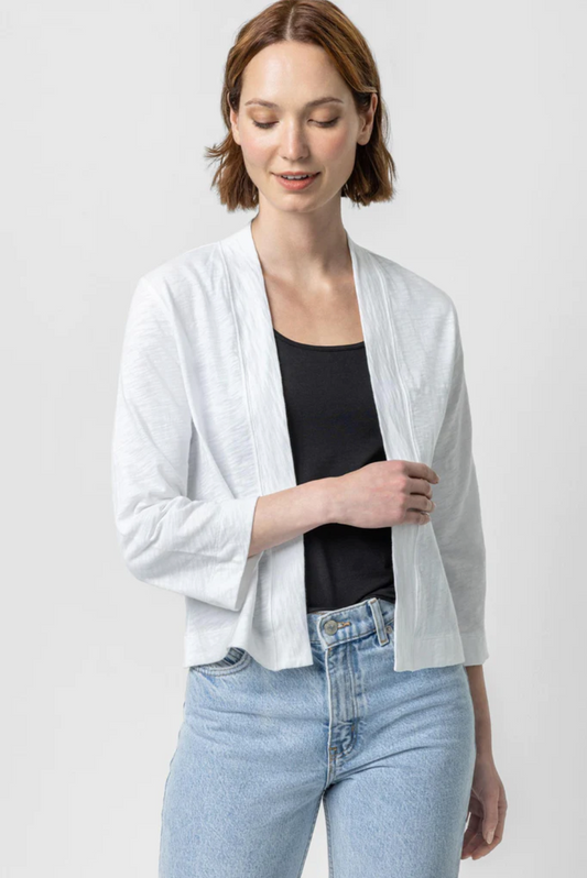 Open Cardigan in White - The French Shoppe