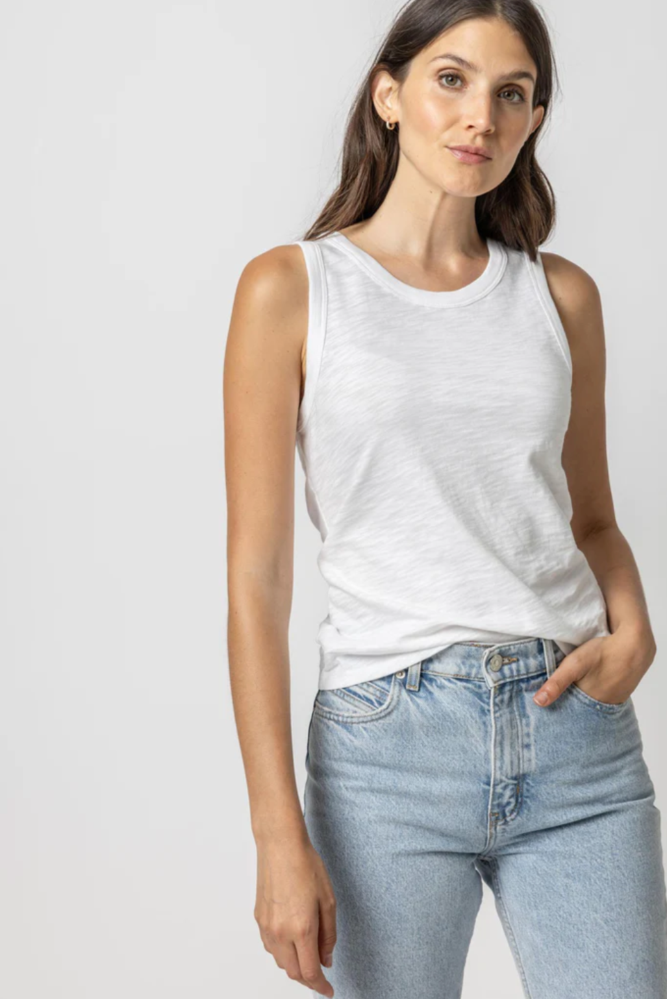 Back Seam Tank in White - The French Shoppe