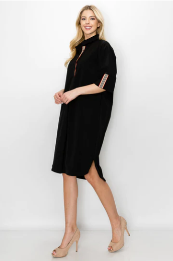 Wendi Woven Tunic Dress in Black - The French Shoppe