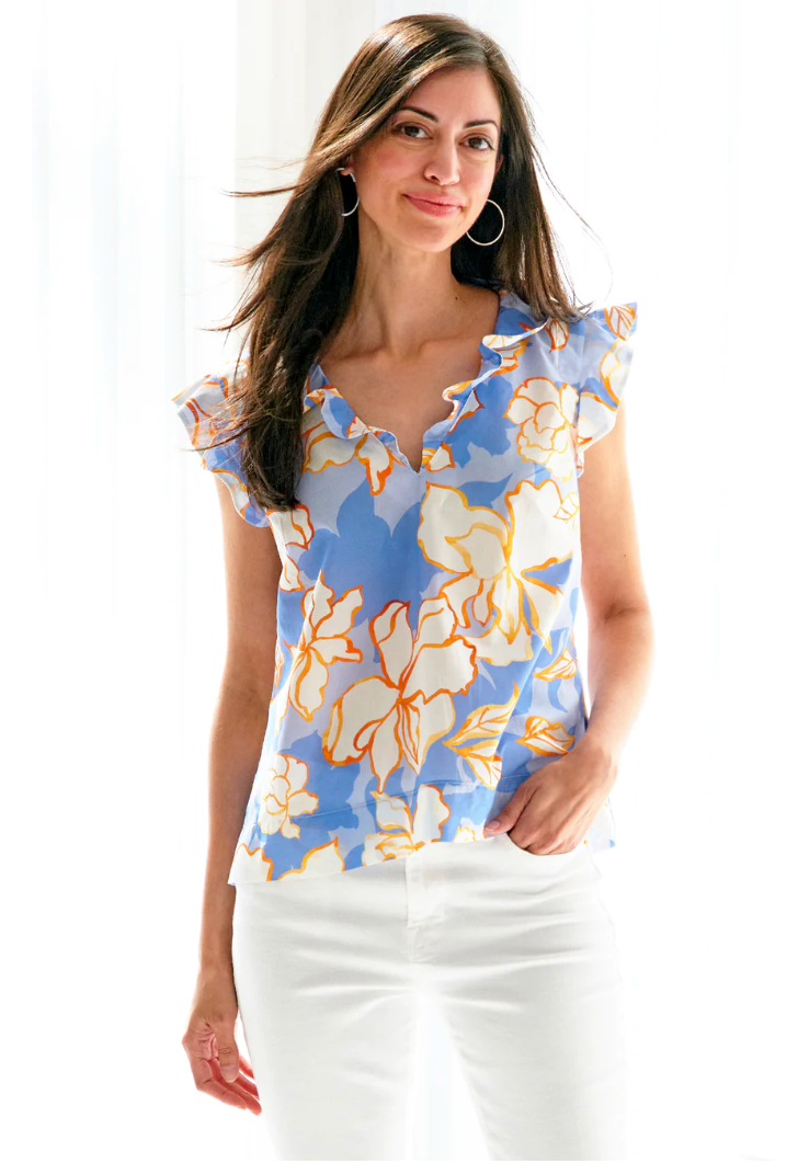 Ava Top in White Lotus - The French Shoppe