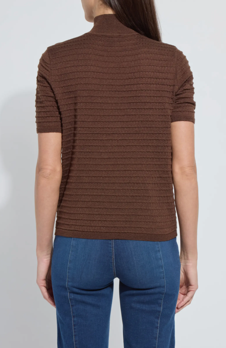 Lottie Smocked Mock Short Sleeve Sweater.