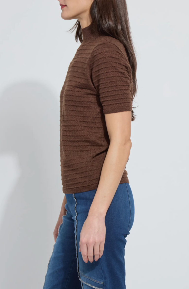 Lottie Smocked Mock Short Sleeve Sweater.