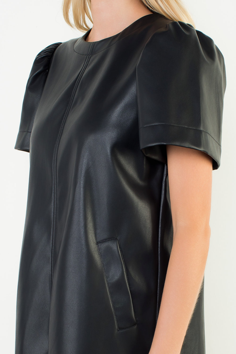 Black Vegan Leather Mini Dress