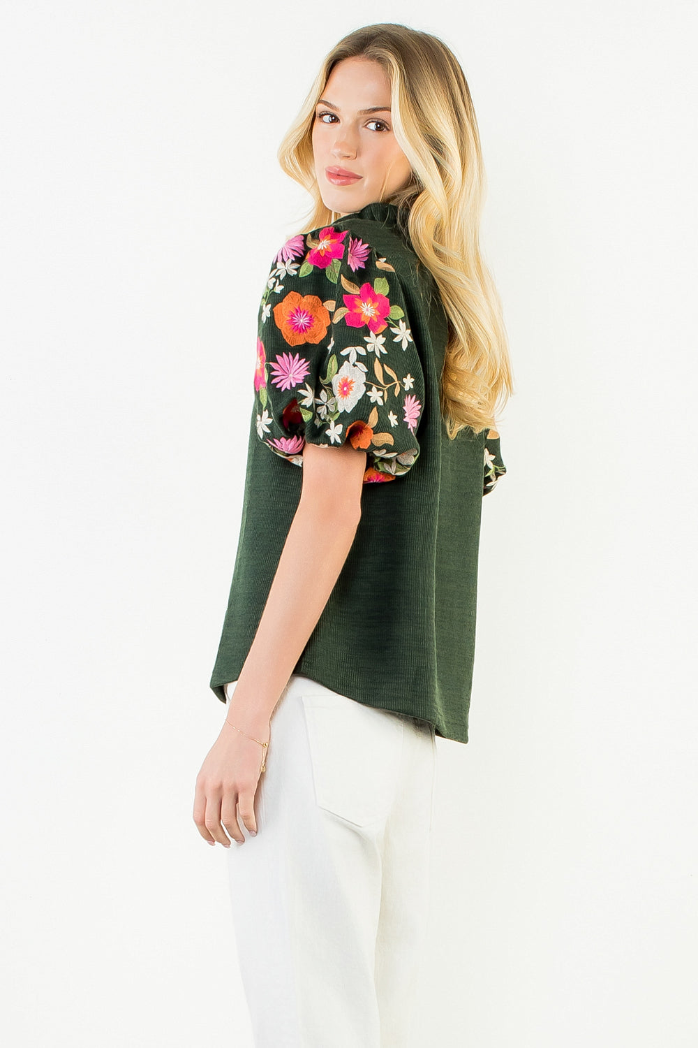Evergreen Embroidered Top