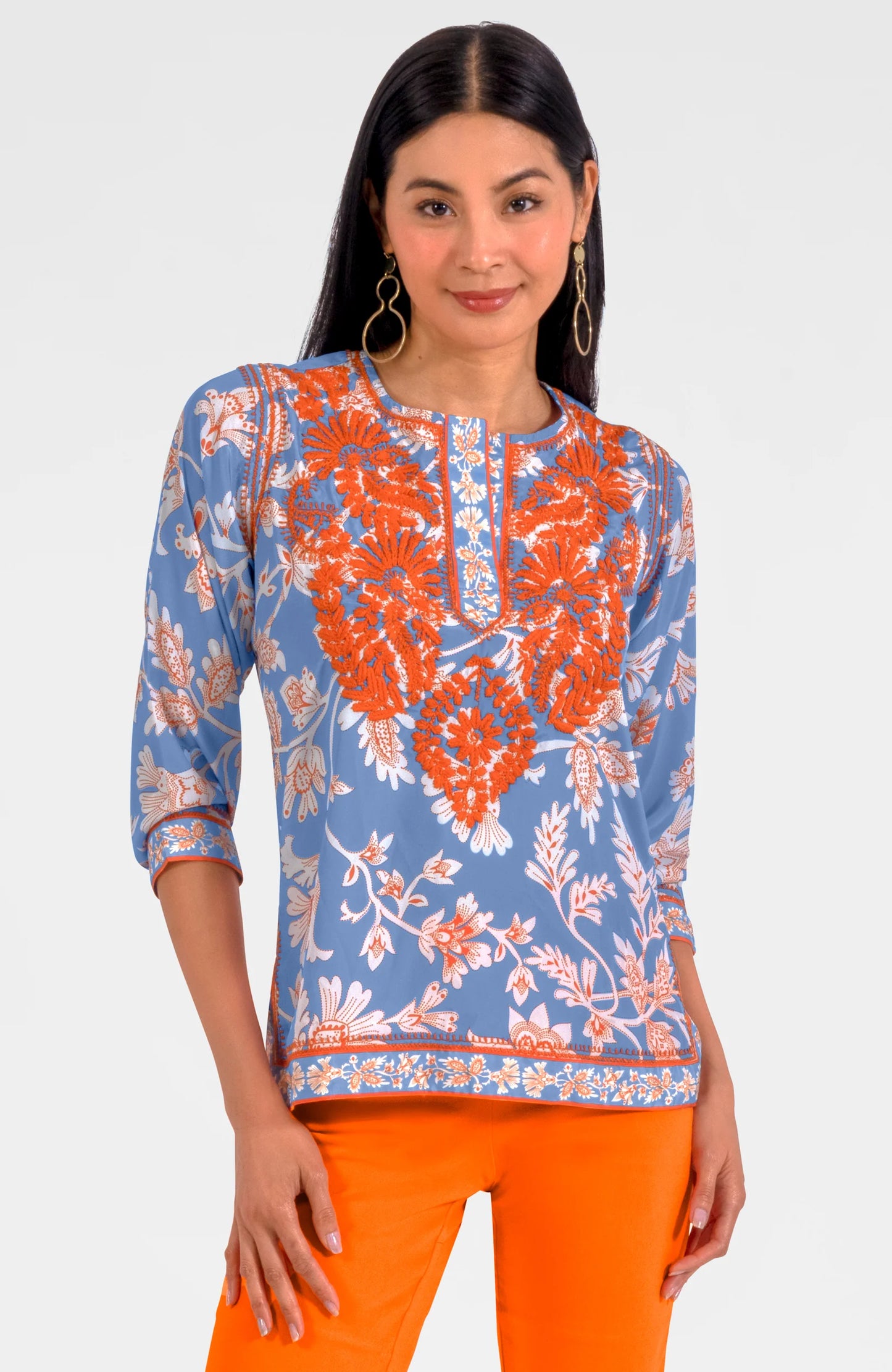 Stunning Stippling Silk Embroidered Tunic