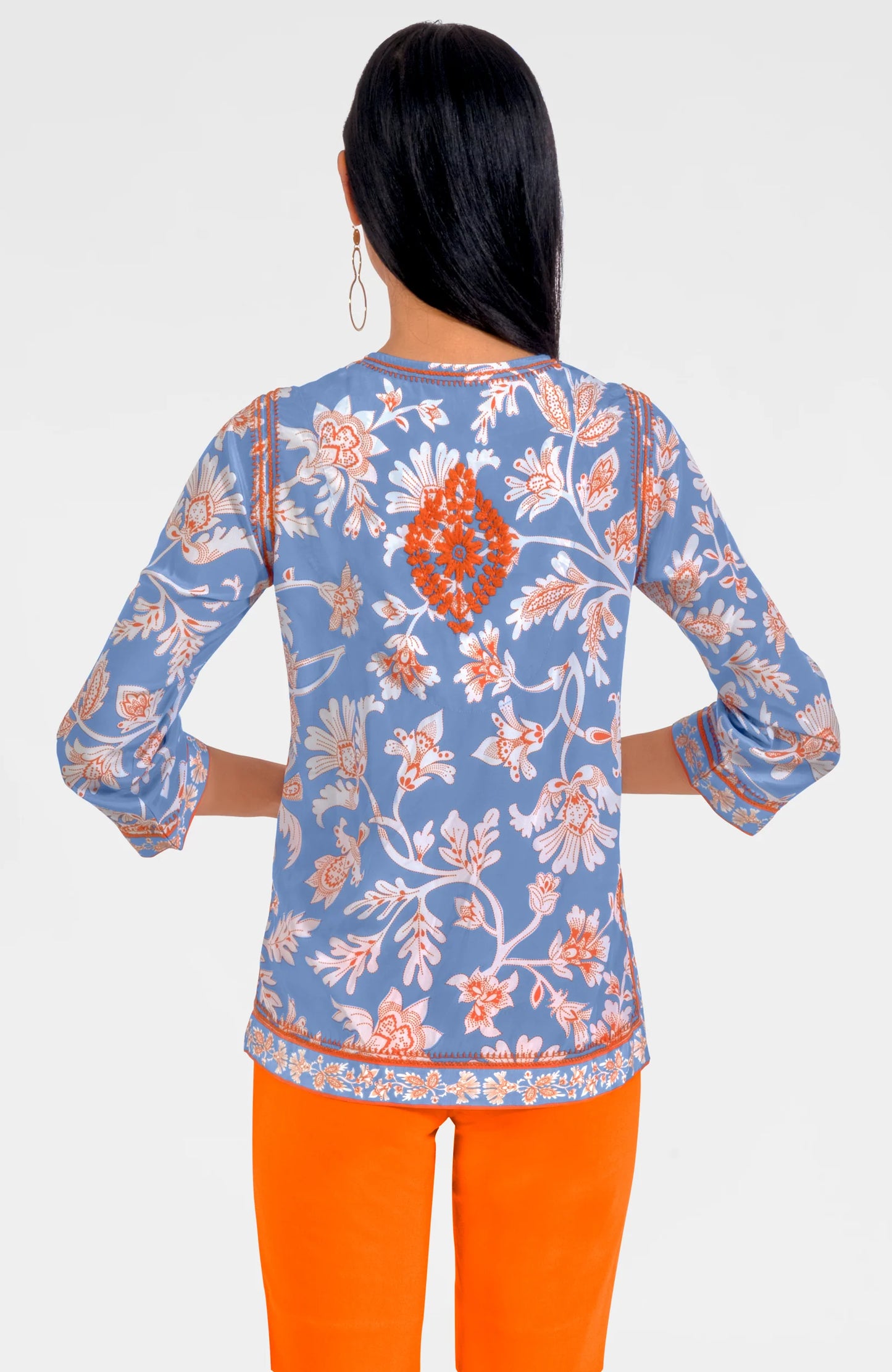 Stunning Stippling Silk Embroidered Tunic