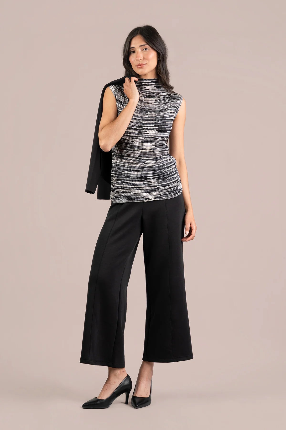 Plisse Mock Neck Tank Print