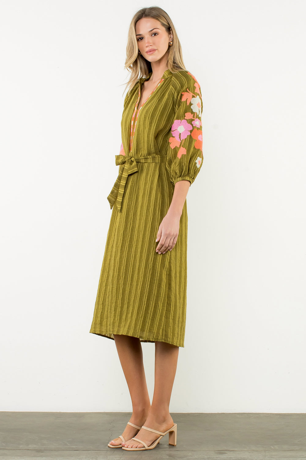 Susanna Embroidered Sleeve Midi Dress