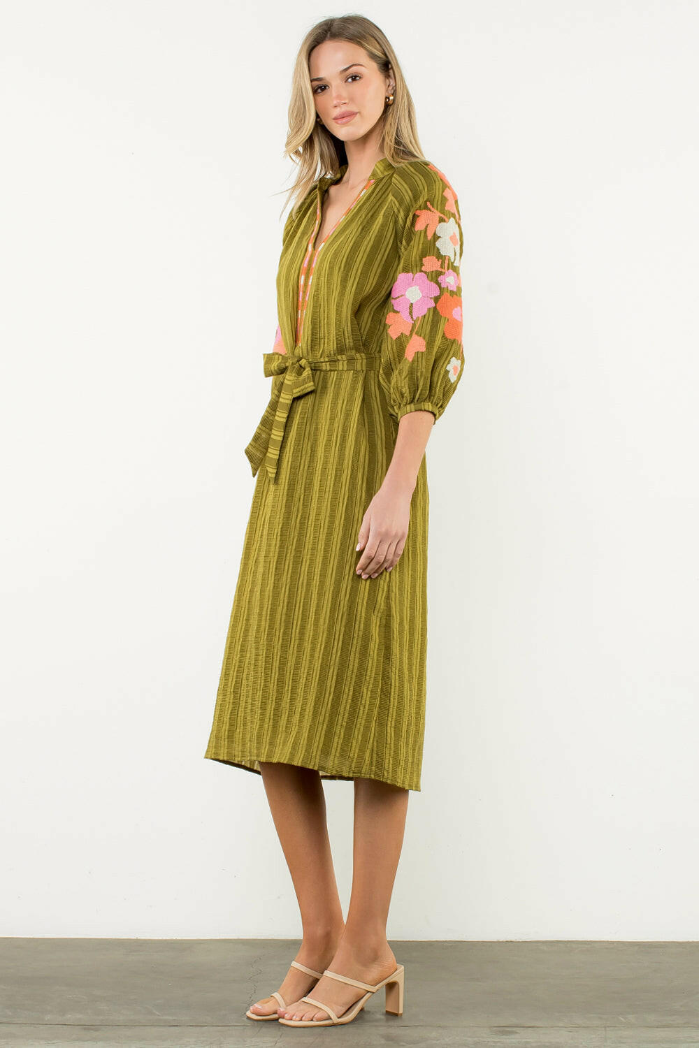 Susanna Embroidered Sleeve Midi Dress.