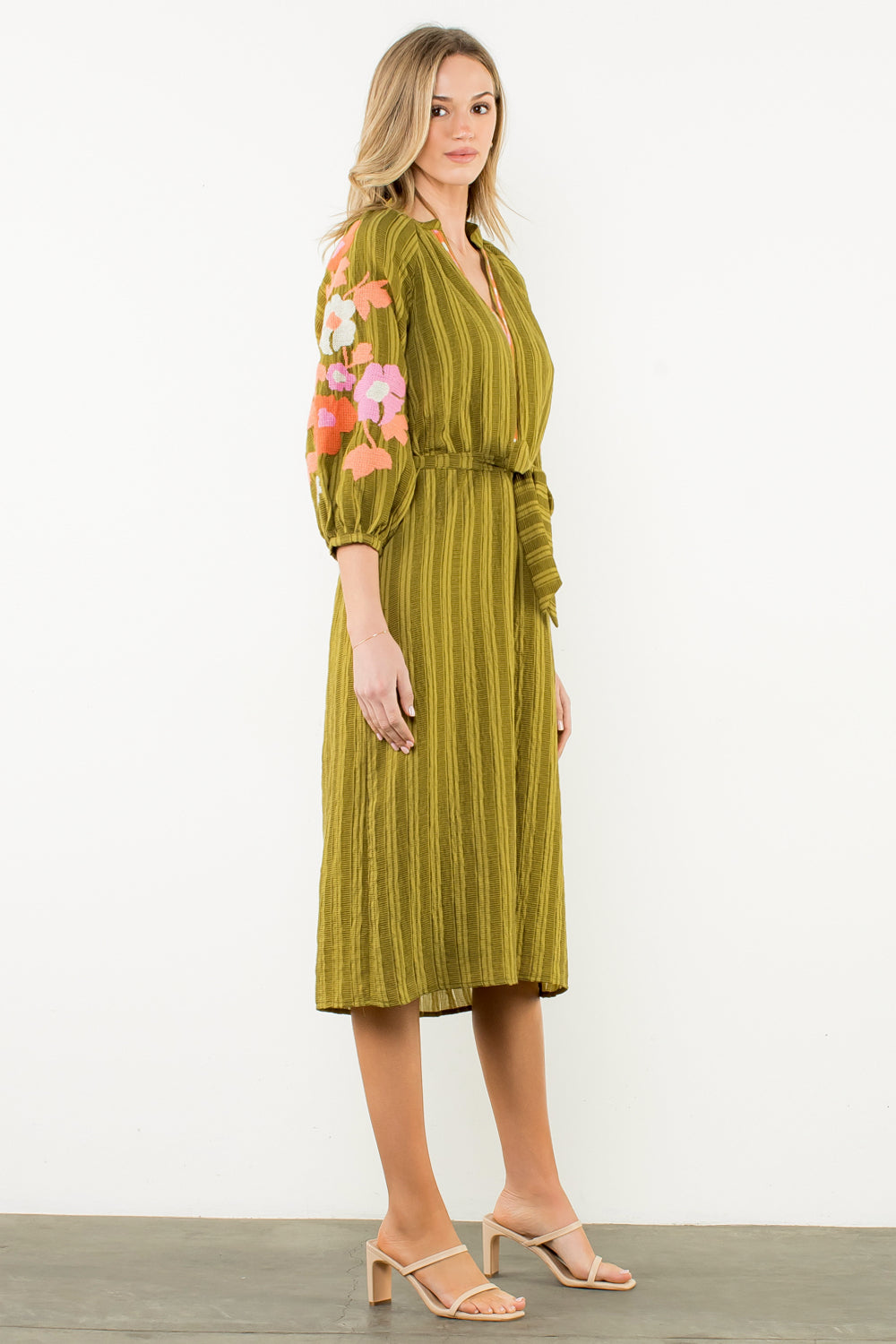 Susanna Embroidered Sleeve Midi Dress
