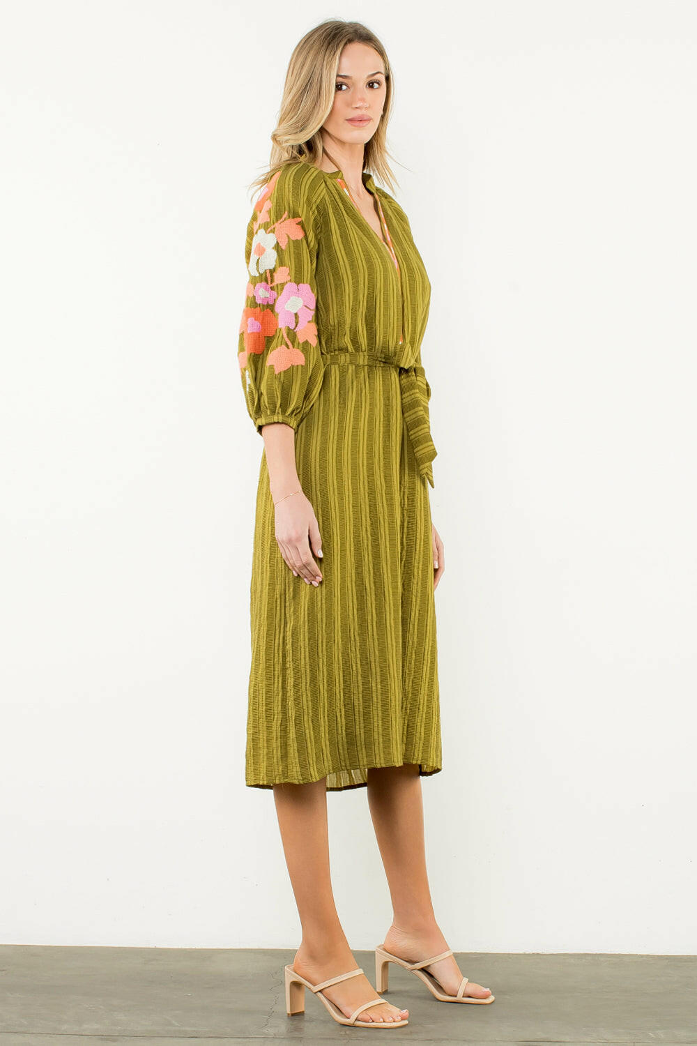Susanna Embroidered Sleeve Midi Dress.