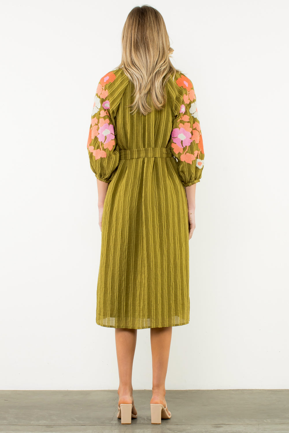 Susanna Embroidered Sleeve Midi Dress