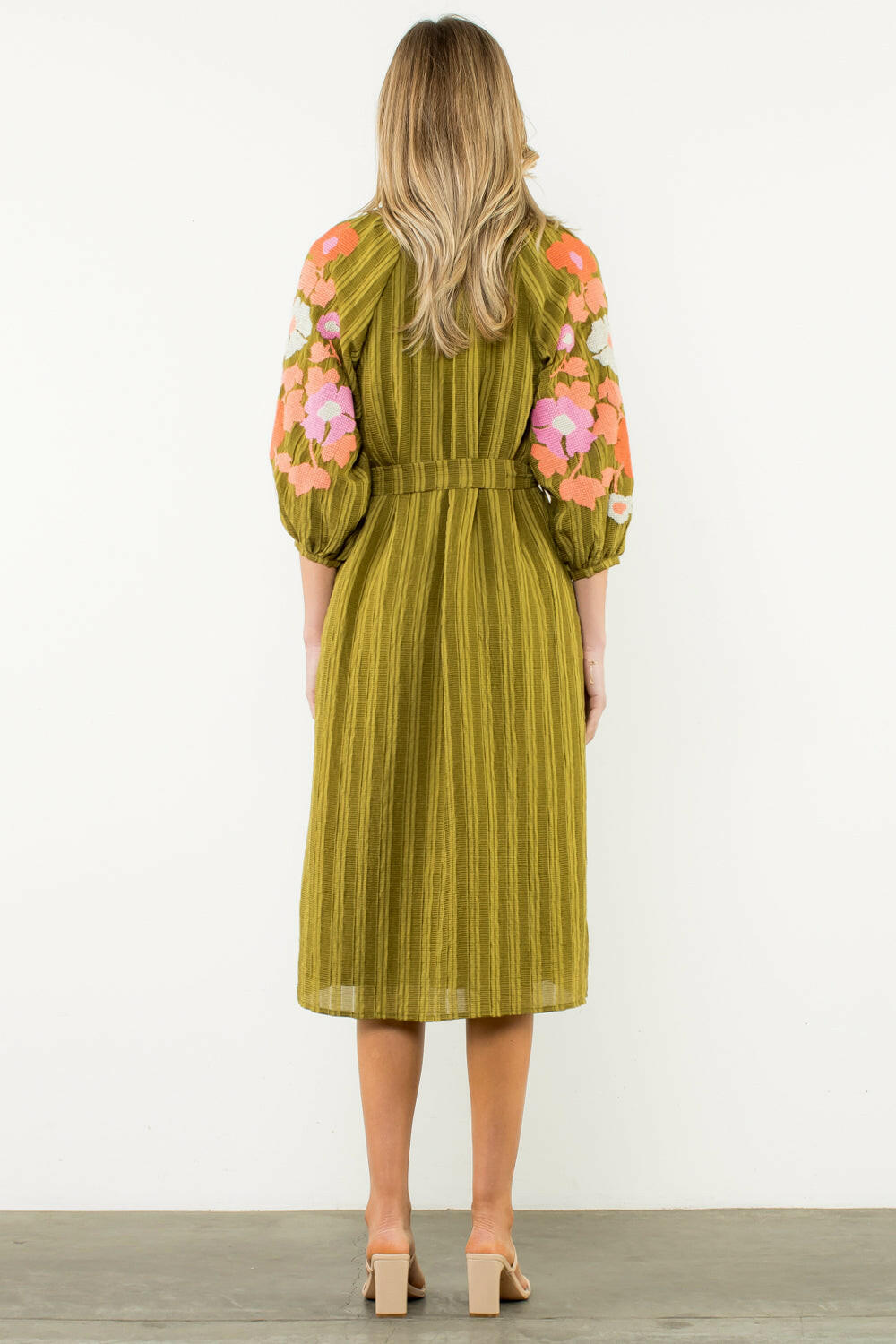 Susanna Embroidered Sleeve Midi Dress.
