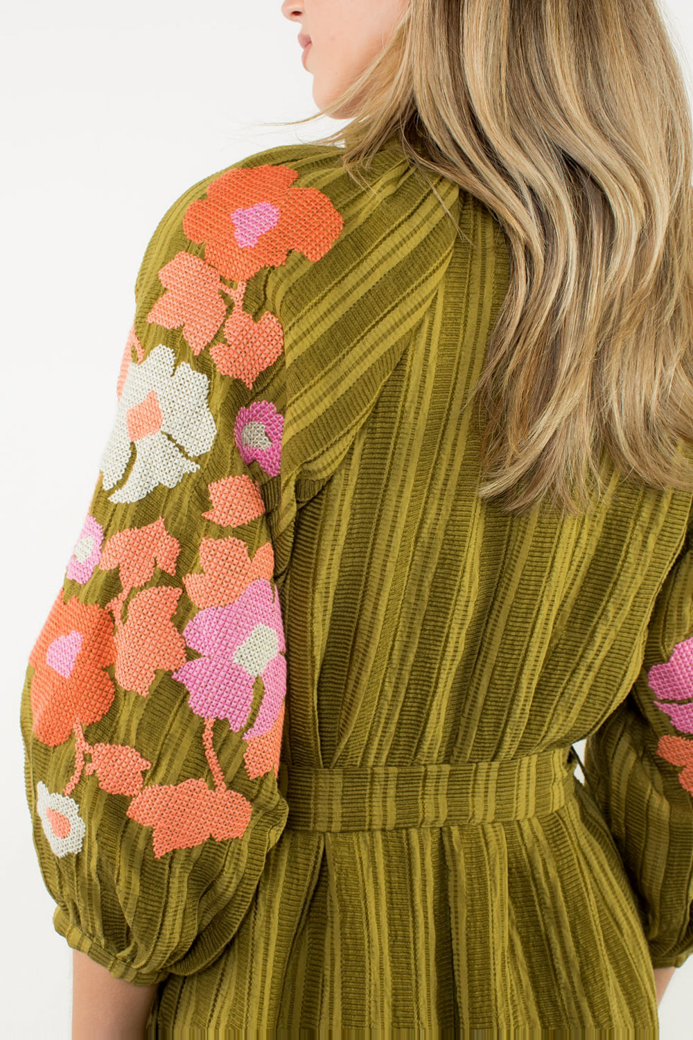 Susanna Embroidered Sleeve Midi Dress