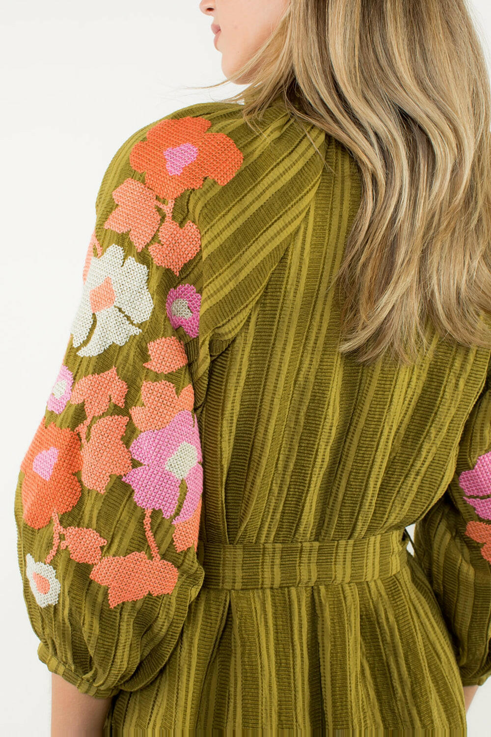 Susanna Embroidered Sleeve Midi Dress.