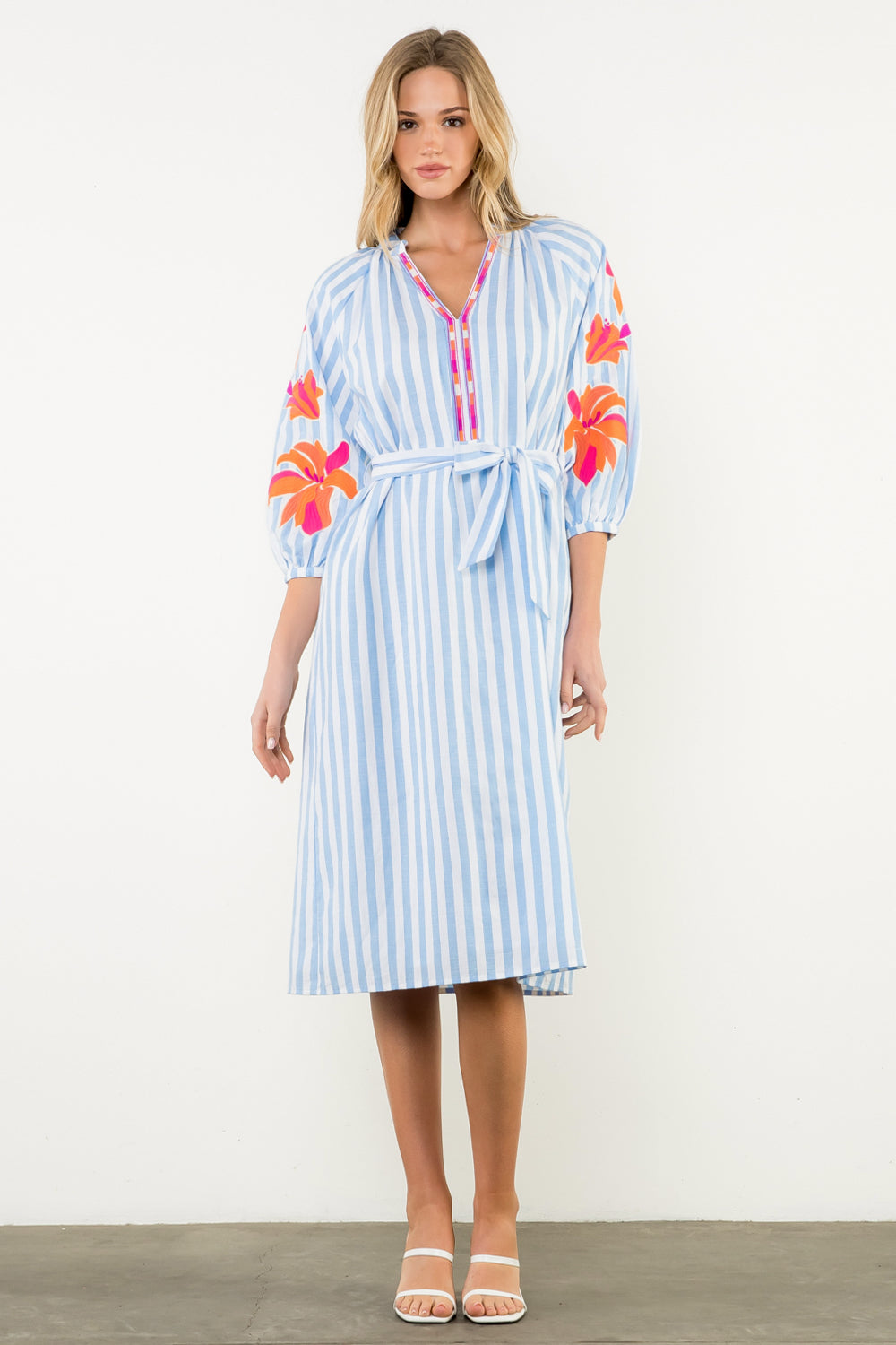 Stripe Soiree Midi Dress