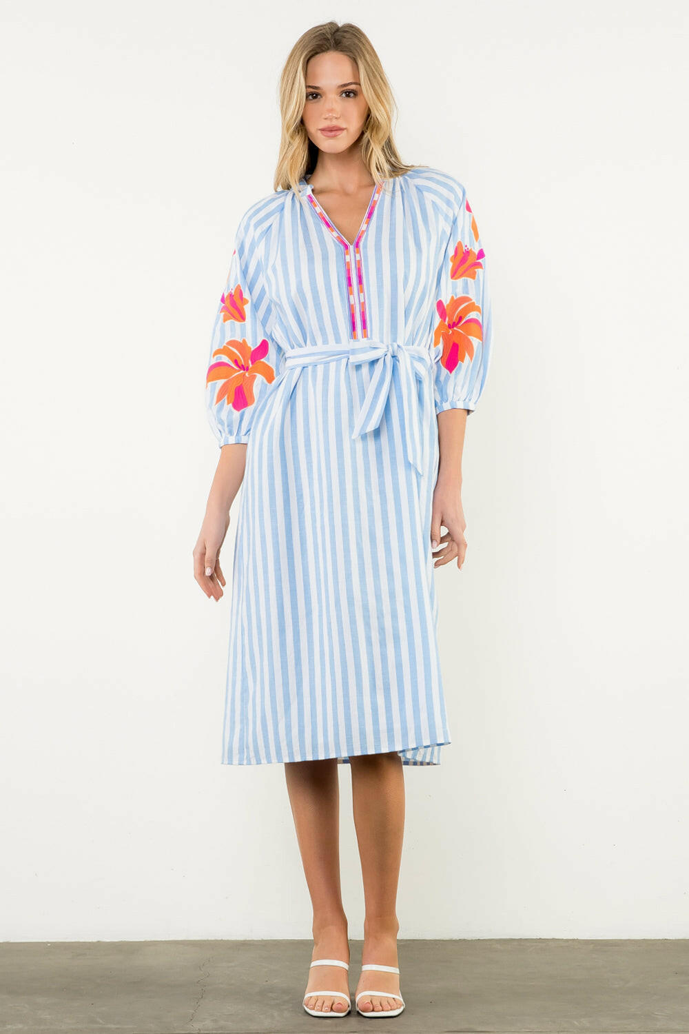 Stripe Soiree Midi Dress.