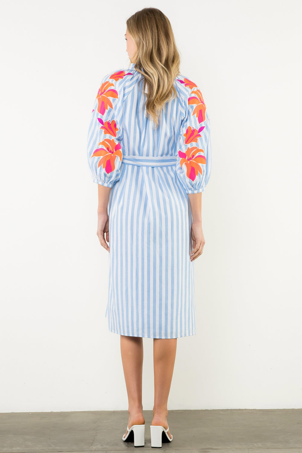 Stripe Soiree Midi Dress