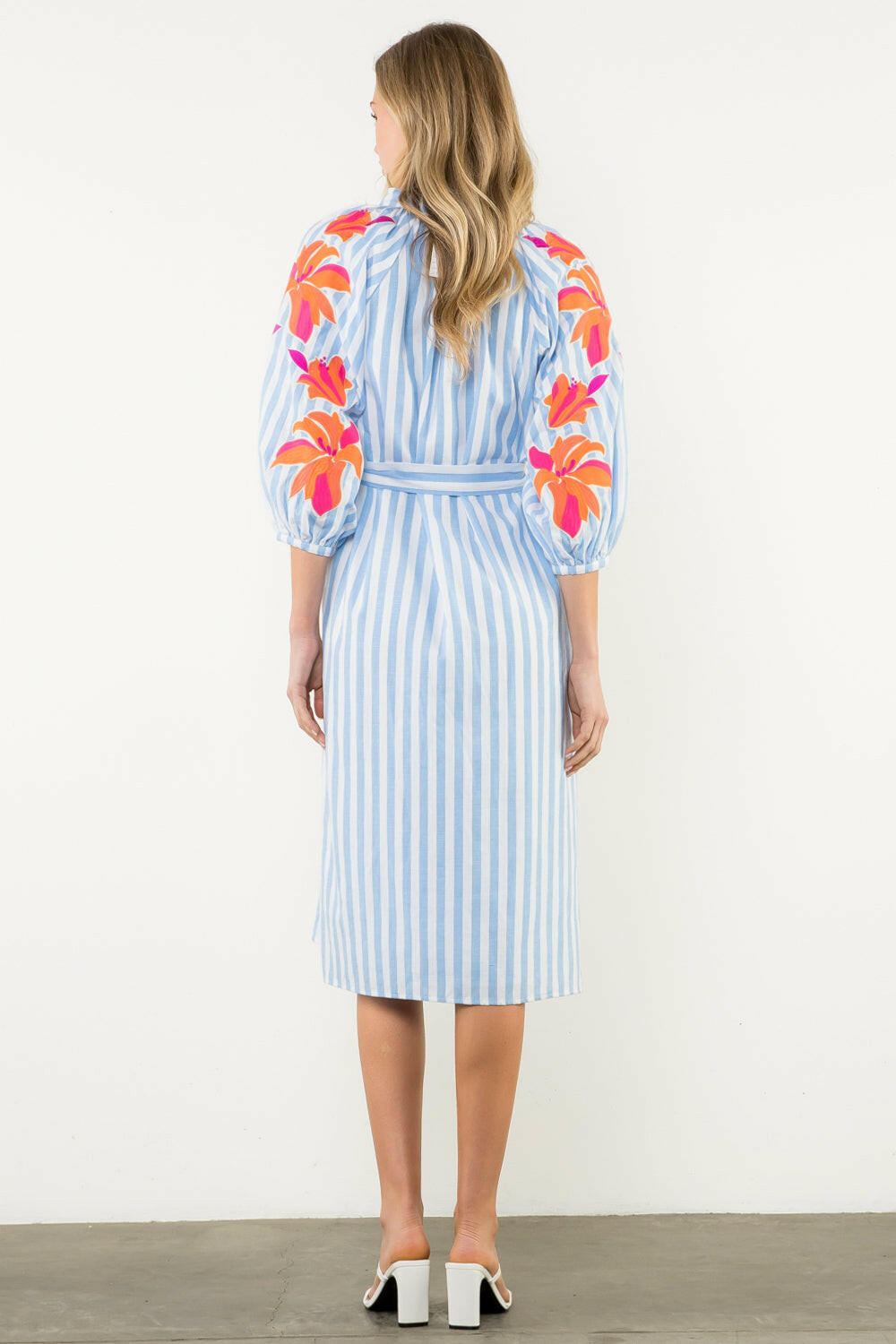 Stripe Soiree Midi Dress.