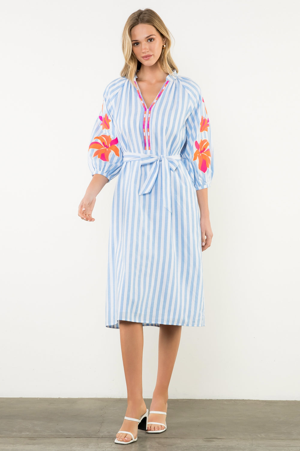 Stripe Soiree Midi Dress